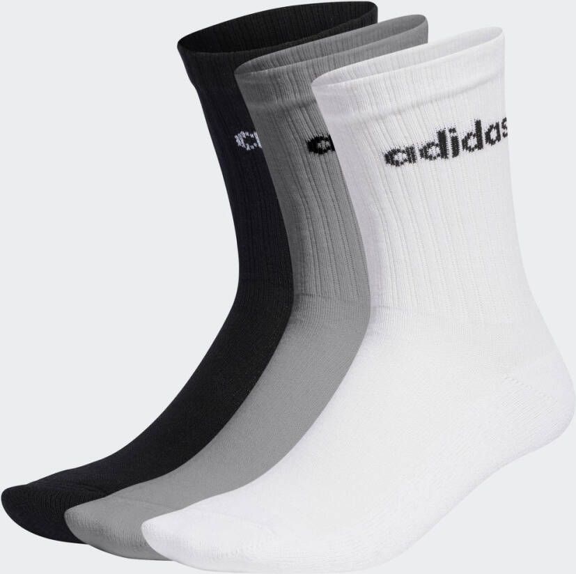 Adidas Sportswear Cushion Linear Crew Sokken (3 Pack) Lang Kleding medium grey heather white black maat: 43-45 beschikbare maaten:37-39 40-42 43