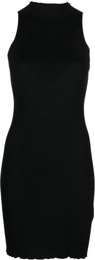 AERON Ribgebreide mini-jurk Zwart