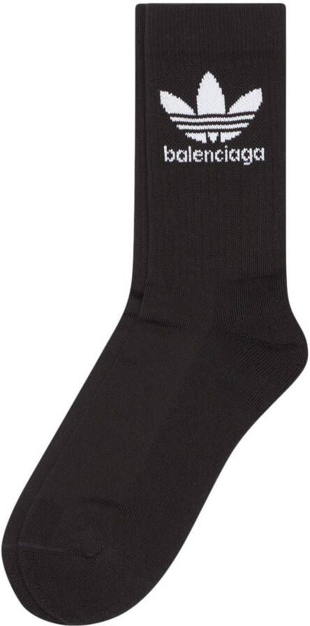 Balenciaga x Adidas sokken met geborduurd logo Zwart