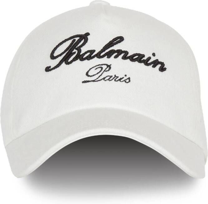Balmain Geborduurde Logo Baseball Cap White