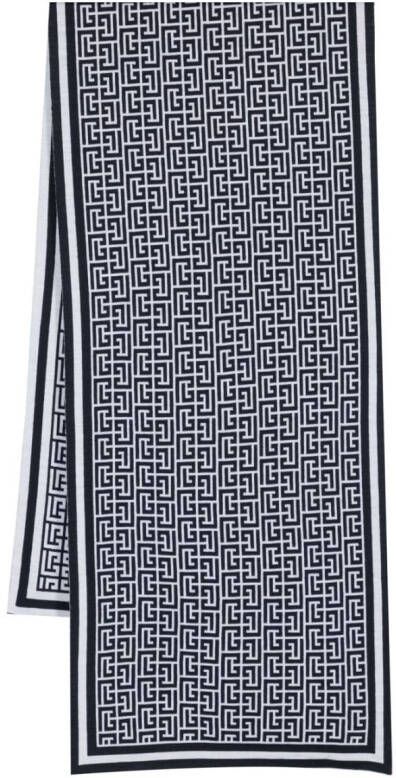 Balmain Sjaal met monogram patroon Zwart