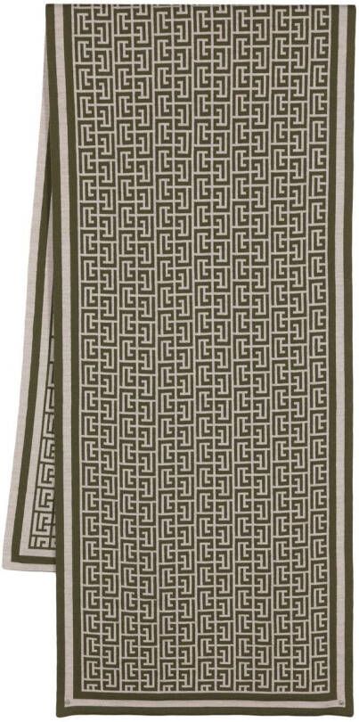 Balmain Wollen sjaal met monogram Beige Heren