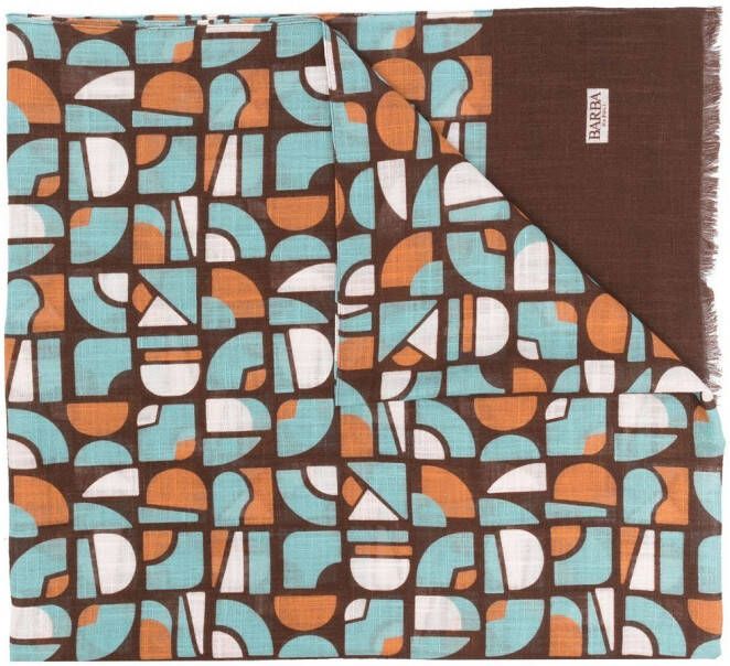 Barba Sjaal met geometrische print Bruin
