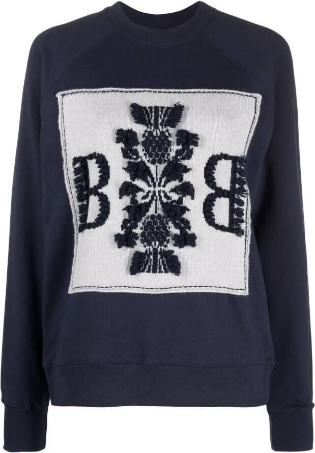 Barrie Sweater met geborduurd logo Blauw