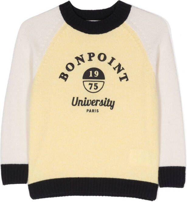 Bonpoint Sweater met geborduurd logo Geel