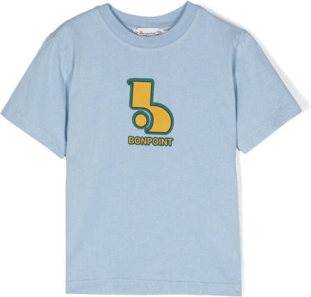 Bonpoint T-shirt met logoprint Blauw
