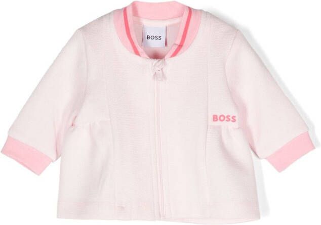BOSS Kidswear Vest met gestreepte kraag Roze