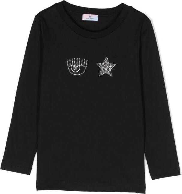Chiara Ferragni Kids T-shirt verfraaid met kristallen Zwart