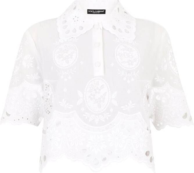 Dolce & Gabbana Poloshirt met geborduurd mesh Wit