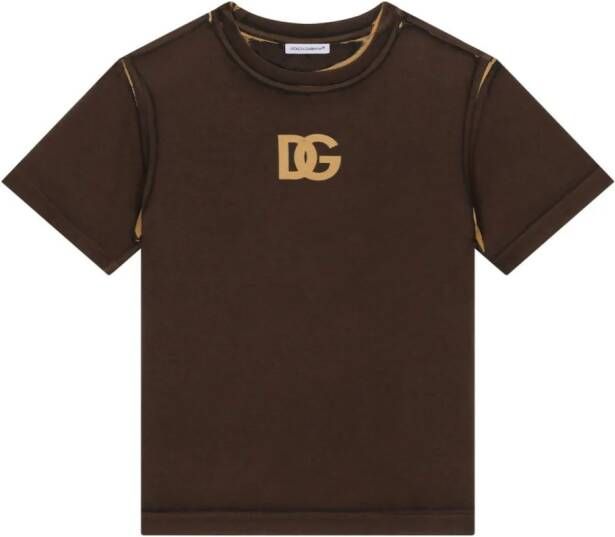 Dolce & Gabbana Kids T-shirt met logoprint Bruin
