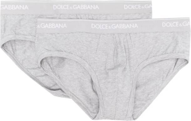 Dolce & Gabbana Twee boxershorts met logoband Grijs