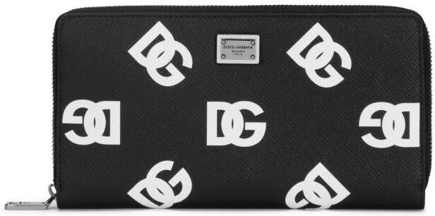 Dolce & Gabbana Leren portemonnee met DG-logo en rits Zwart