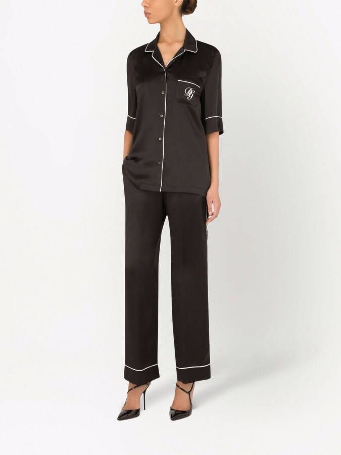Dolce & Gabbana Satijnen pyjamabroek met contrasterende afwerking Zwart