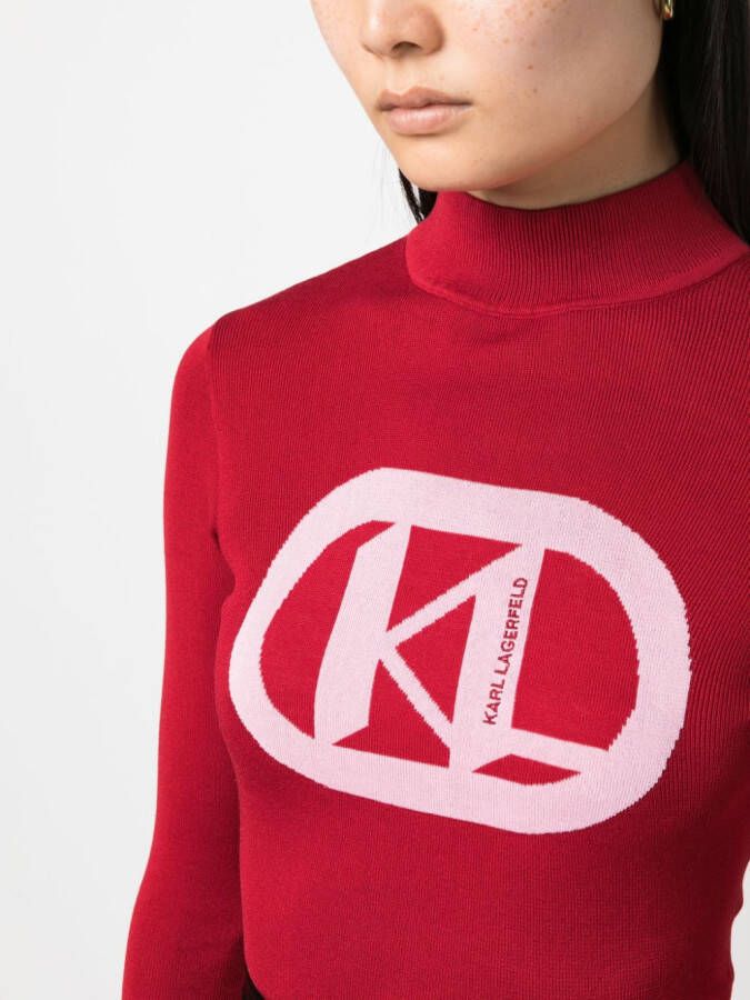 Karl Lagerfeld Trui met intarsia logo Rood