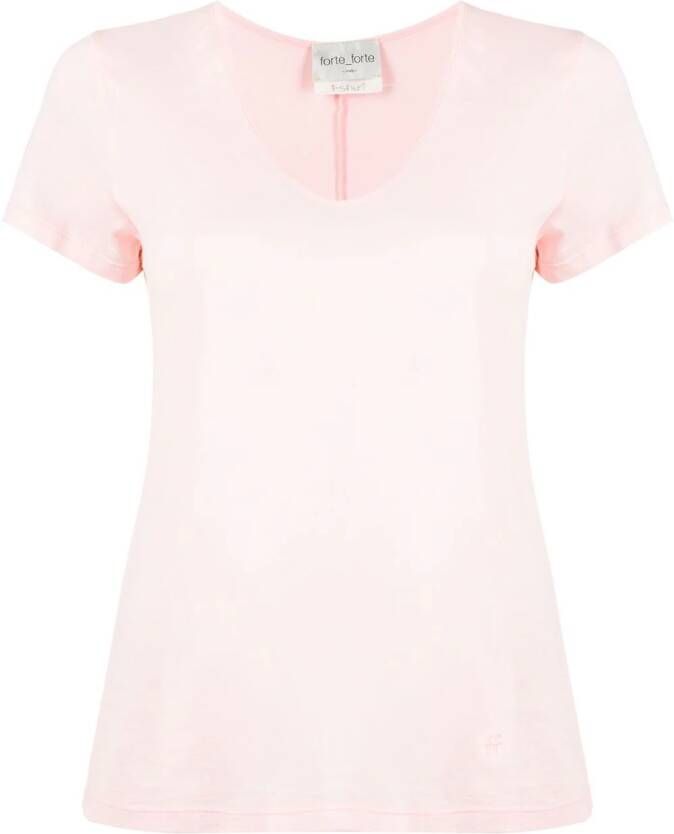 Forte T-shirt met diepe ronde hals Roze