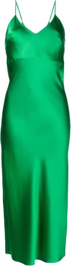 Gilda & Pearl Zijden midi-jurk Groen