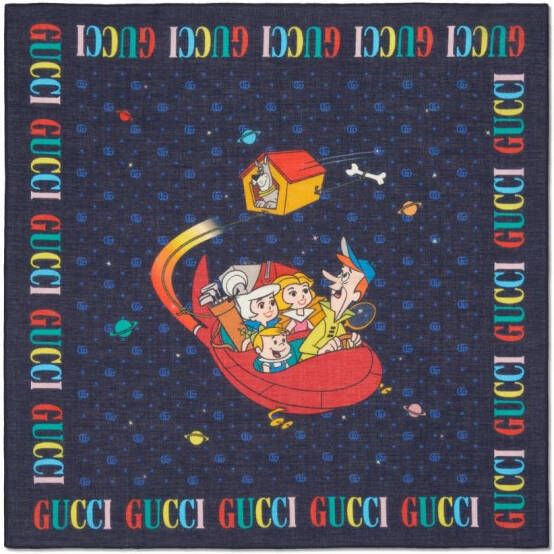Gucci Kids x The Jetsons katoenen sjaal met GG logo Blauw