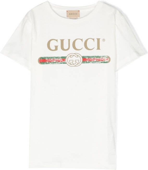 Gucci Kids T-shirt met logoprint Wit
