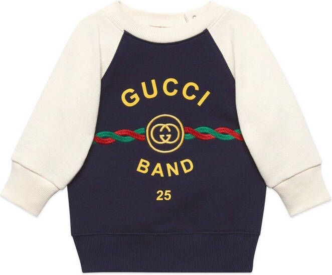 Gucci Kids Sweater met geborduurd logo Blauw