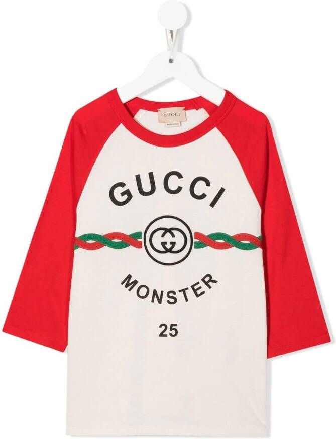 Gucci Kids T-shirt met logoprint Beige