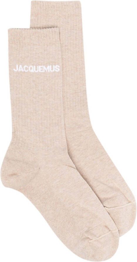 Jacquemus Les Chaussettes sokken met logo intarsia Bruin