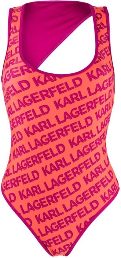 Karl Lagerfeld Asymmetrisch badpak Oranje