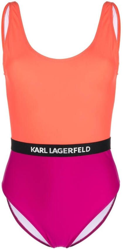 Karl Lagerfeld Badpak met colourblocking Oranje