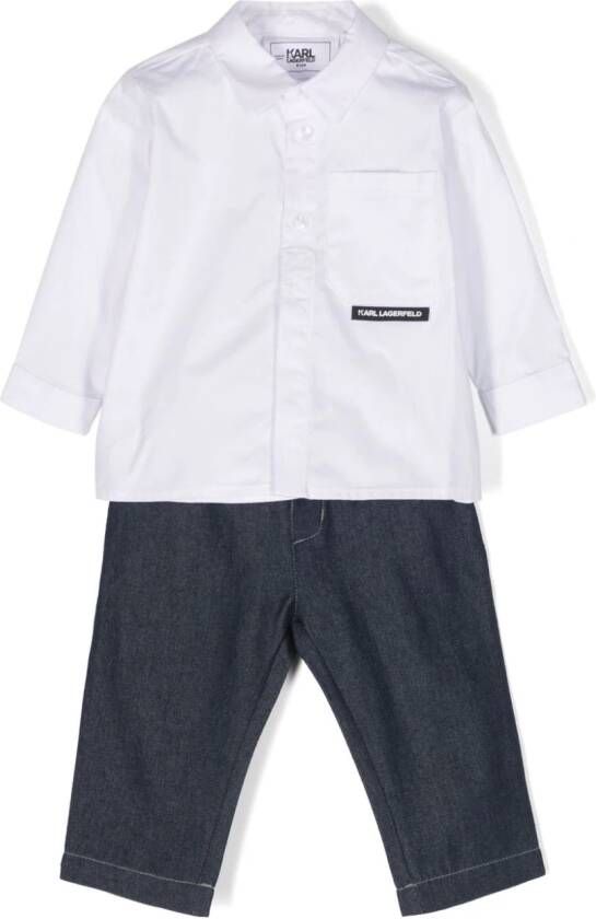 Karl Lagerfeld Kids Broek en shirt met logoband Wit