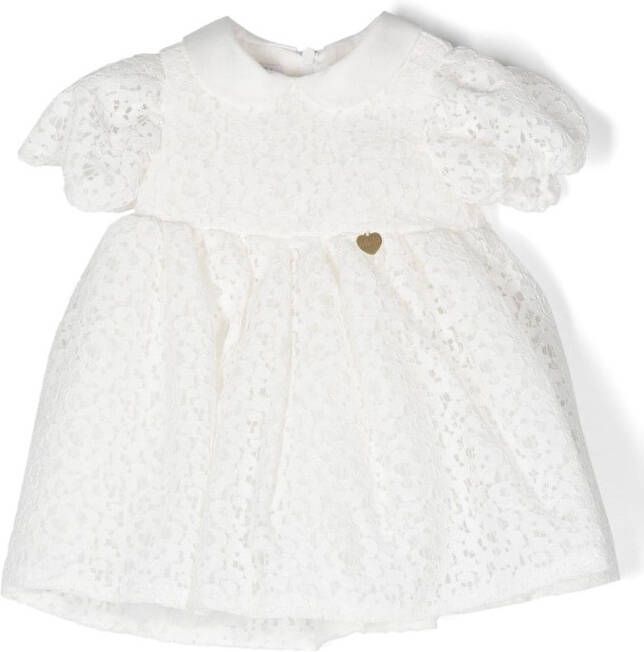 Le Bebé Enfant Maxi-jurk met kant Wit
