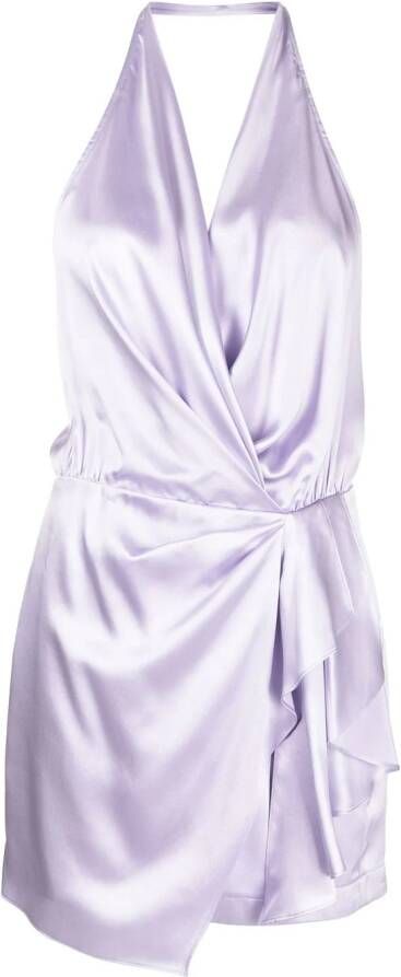 Michelle Mason Mini-jurk met open rug Paars