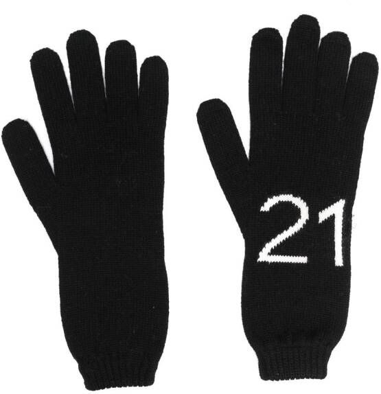 Nº21 Kids Intarsia gebreide handschoenen Zwart
