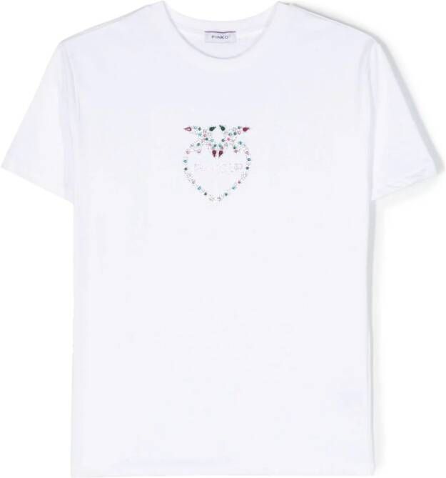 Pinko Kids T-shirt verfraaid met kristallen Wit