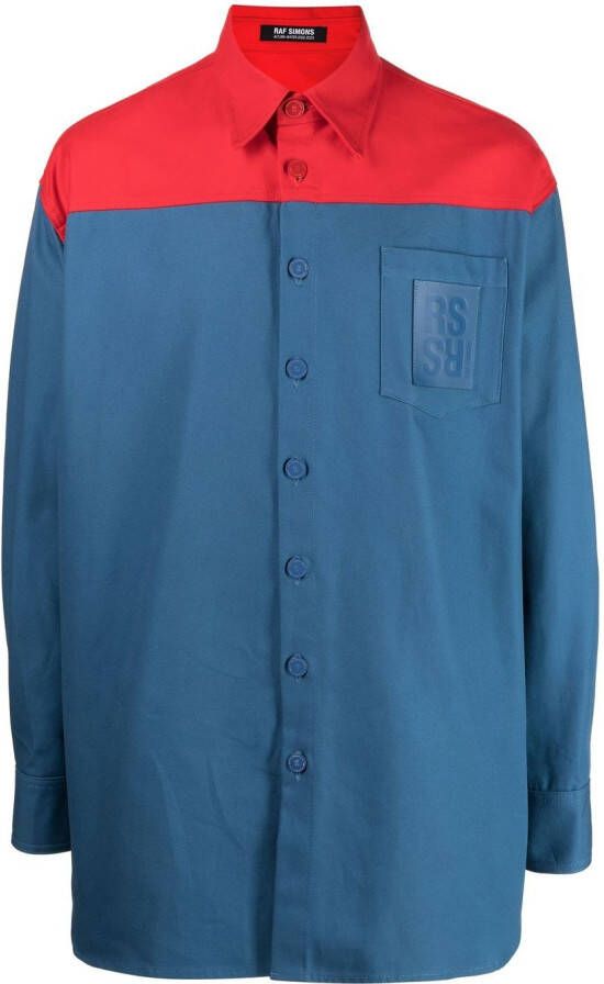 Raf Simons Overhemd met vlakken Blauw
