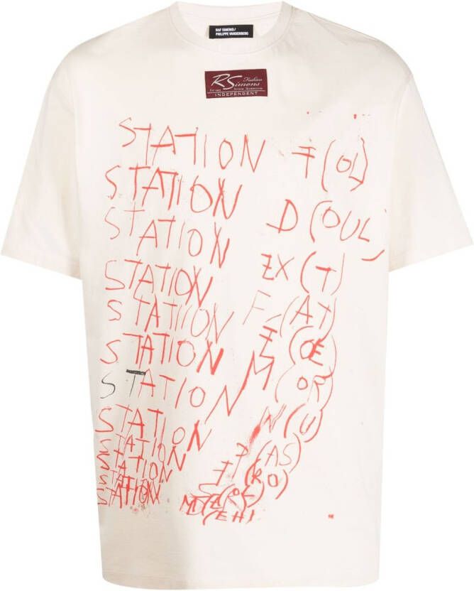 Raf Simons T-shirt met print Beige