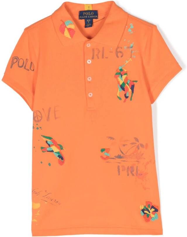 Ralph Lauren Kids Poloshirt met borduurwerk Oranje