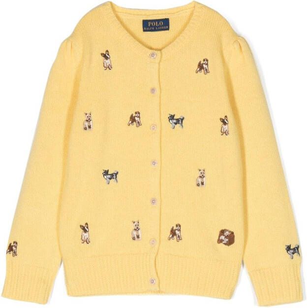 Ralph Lauren Kids Vest met geborduurde bloe Geel