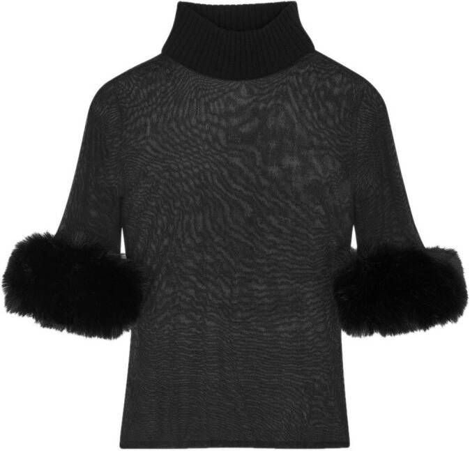 Saint Laurent Semi-doorzichtige sweater Zwart