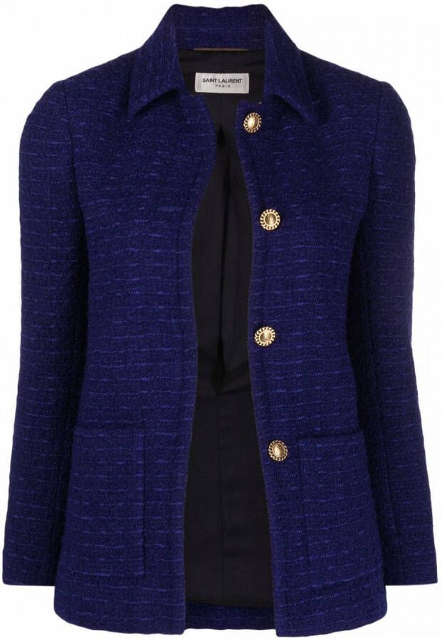 Saint Laurent Tweed blazer Blauw
