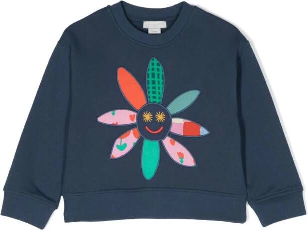 Stella McCartney Kids Sweater met geborduurde bloe Blauw