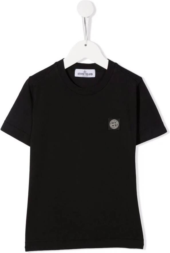 Stone Island Junior T-shirt met logopatch Zwart