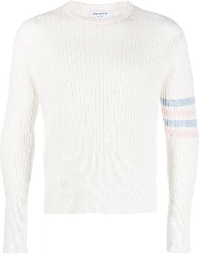 Thom Browne 4-Bar cable-knit jumper Wit