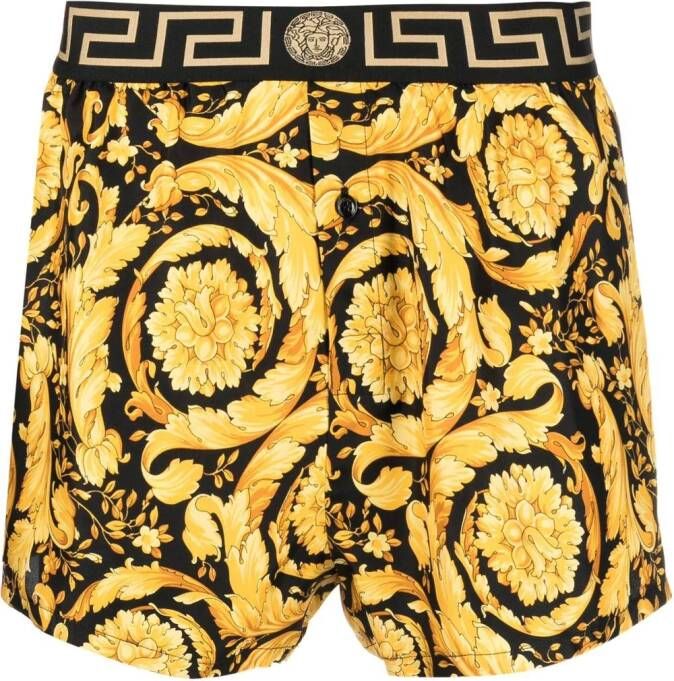 Versace Barocco zijden pyjamashorts Geel