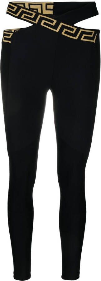 Versace Greca Legging met gekruiste tailleband Zwart