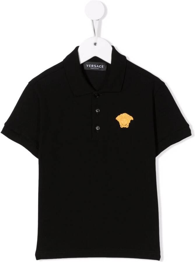 Versace Kids Poloshirt met borduurwerk Zwart