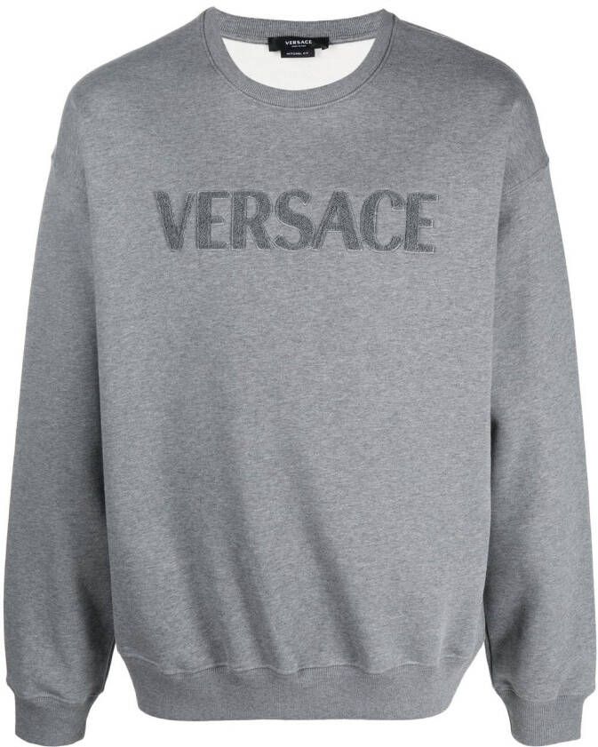 Versace T-shirt met geborduurd logo Grijs