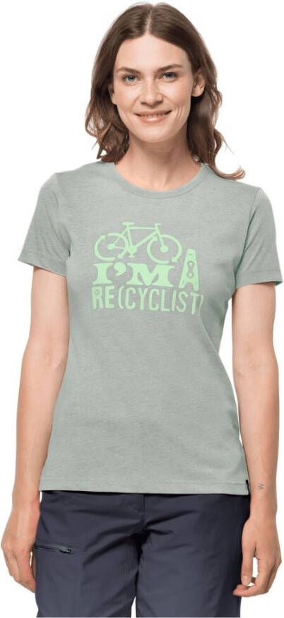 Jack Wolfskin Ocean Trail T-Shirt Women Dames T-shirt van biologisch katoen XS groen hedge green