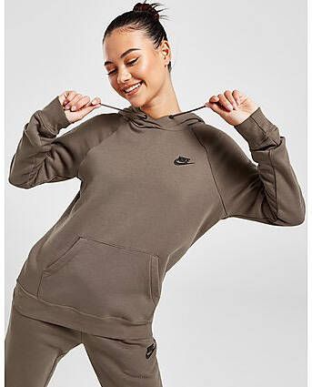 Nike Sportswear Essential Fleecehoodie voor dames Olive Grey Black- Dames