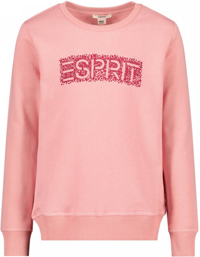 Esprit sweater met logo roze Meisjes Katoen Ronde hals Logo 104-110