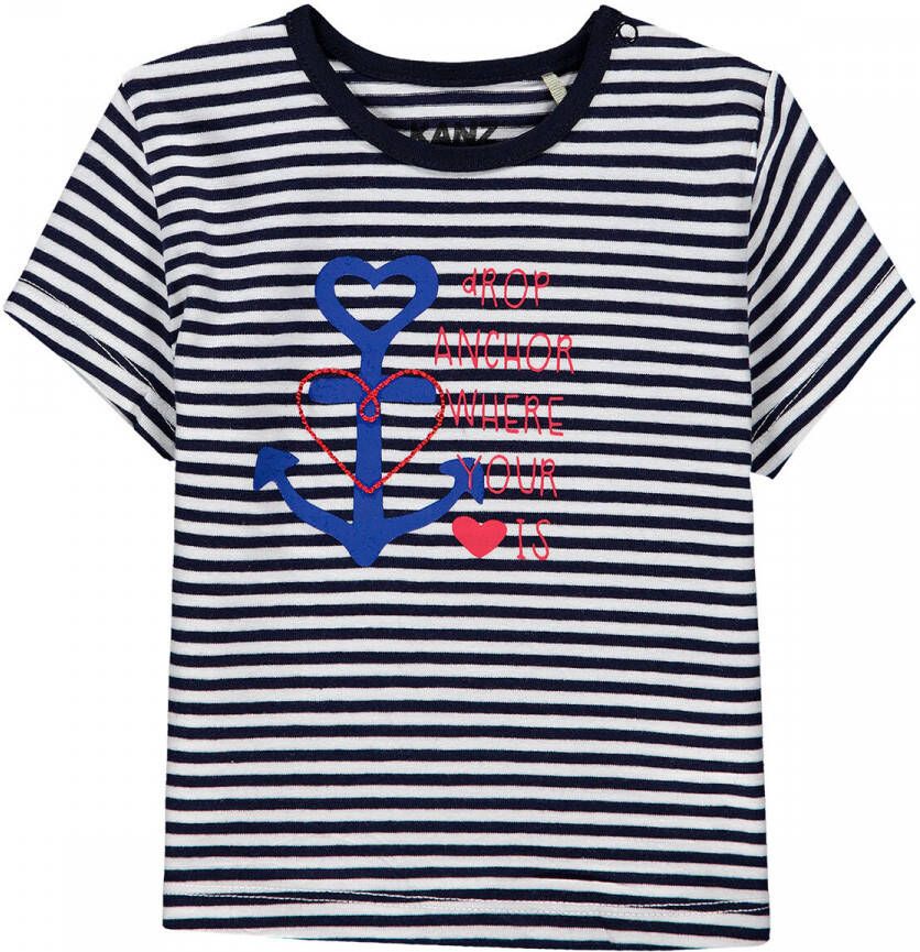 KANZ baby gestreept T-shirt blauw Meisjes Katoen Ronde hals Streep 68
