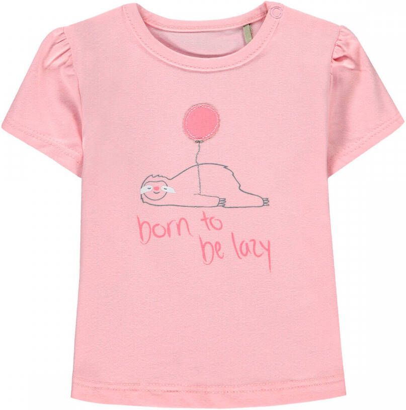 KANZ baby T-shirt met printopdruk roze Meisjes Katoen Ronde hals Printopdruk 56